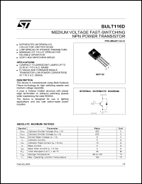 datasheet for BULT116D by SGS-Thomson Microelectronics