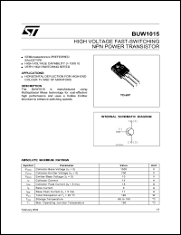 datasheet for BUW1015 by SGS-Thomson Microelectronics