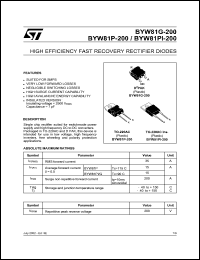 datasheet for BYW81G-200 by SGS-Thomson Microelectronics