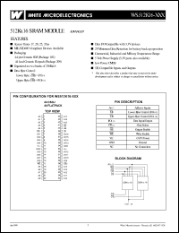 datasheet for WS512K16-17FLIA by 