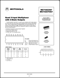 datasheet for MC74AC257MEL by ON Semiconductor