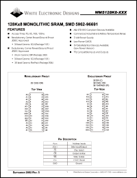 datasheet for WMS128K8L-85DRI by 