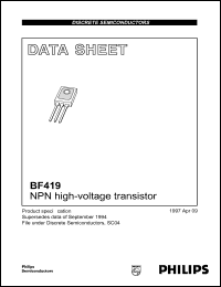 datasheet for BF419 by Philips Semiconductors