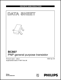 datasheet for BC807 by Philips Semiconductors