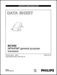 datasheet for BCV65 by Philips Semiconductors