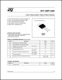 datasheet for BYT08PI-1000 by SGS-Thomson Microelectronics