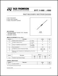 datasheet for BYT11-1000 by SGS-Thomson Microelectronics