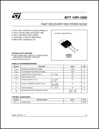 datasheet for BYT12PI-1000 by SGS-Thomson Microelectronics