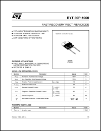 datasheet for BYT30P-1000 by SGS-Thomson Microelectronics