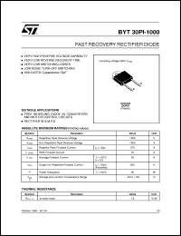datasheet for BYT30PI-1000 by SGS-Thomson Microelectronics