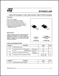 datasheet for BYW80-200 by SGS-Thomson Microelectronics