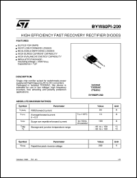 datasheet for BYW80PI-200 by SGS-Thomson Microelectronics