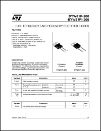 datasheet for BYW81P-200 by SGS-Thomson Microelectronics