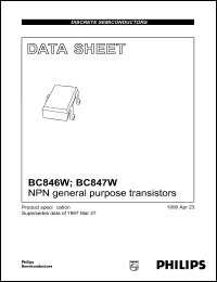 datasheet for BC846W by Philips Semiconductors