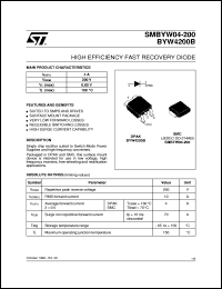 datasheet for BYW4200B by SGS-Thomson Microelectronics