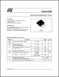 datasheet for T2535-600G by SGS-Thomson Microelectronics