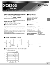 datasheet for XC6203P372FL by Torex Semiconductor Ltd.
