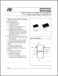 datasheet for M29W400BT by SGS-Thomson Microelectronics