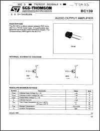 datasheet for BC139 by SGS-Thomson Microelectronics