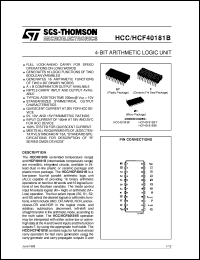 datasheet for HCF40181B by SGS-Thomson Microelectronics