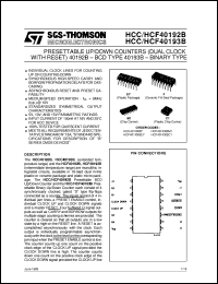 datasheet for HCF40192B by SGS-Thomson Microelectronics