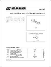 datasheet for 2N3019 by SGS-Thomson Microelectronics