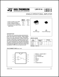 datasheet for LM101A by SGS-Thomson Microelectronics