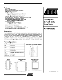 datasheet for AT45DB321B-CC by ATMEL Corporation