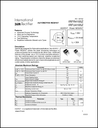 datasheet for IRFU4105Z by International Rectifier