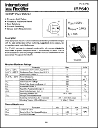 datasheet for IRF640 by International Rectifier