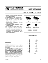 datasheet for HCF4028B by SGS-Thomson Microelectronics