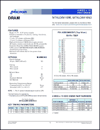 datasheet for MT4LC4M16N3TG--6S by 