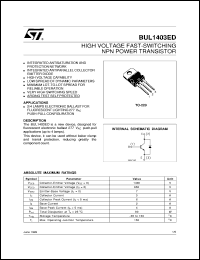 datasheet for BUL1403ED by SGS-Thomson Microelectronics