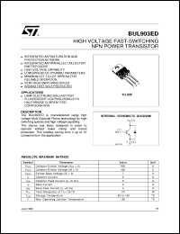 datasheet for BUL903ED by SGS-Thomson Microelectronics