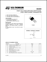 datasheet for BU505 by SGS-Thomson Microelectronics