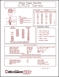 datasheet for 1N1200C by Microsemi Corporation