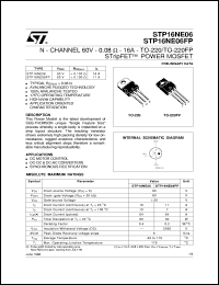 datasheet for STP16NE06FP by SGS-Thomson Microelectronics