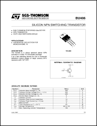 datasheet for BU406 by SGS-Thomson Microelectronics