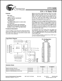 datasheet for CY7C1020B-15ZC by Cypress Semiconductor