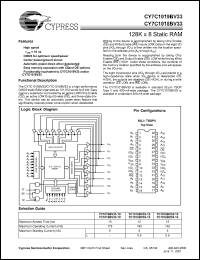 datasheet for CY7C1019BV33-10ZC by Cypress Semiconductor