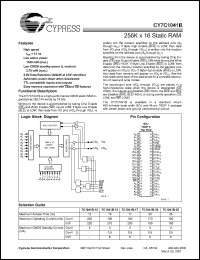 datasheet for CY7C1041B-25ZC by Cypress Semiconductor