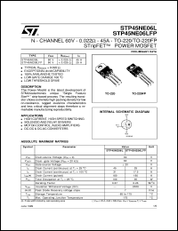 datasheet for STP45NE06LFP by SGS-Thomson Microelectronics