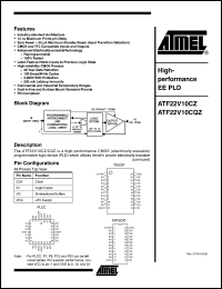 datasheet for ATF22V10CQZ-20XI by ATMEL Corporation