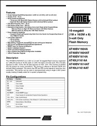 datasheet for AT49LV1614AT-70CI by ATMEL Corporation