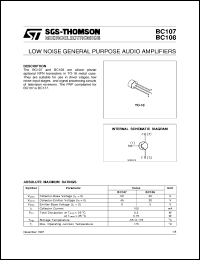 datasheet for BC107 by SGS-Thomson Microelectronics