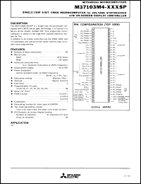 datasheet for M37103M4-xxxSP by Mitsubishi Electric Corporation, Semiconductor Group