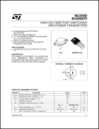 datasheet for BU208D by SGS-Thomson Microelectronics