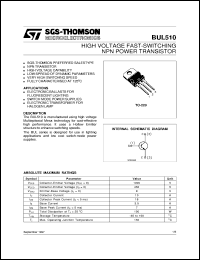 datasheet for BUL510 by SGS-Thomson Microelectronics