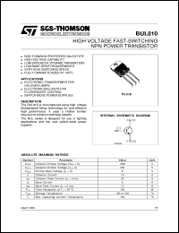 datasheet for BUL810 by SGS-Thomson Microelectronics