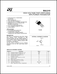 datasheet for BUL310 by SGS-Thomson Microelectronics